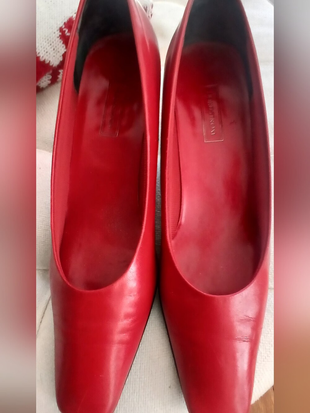 Vintage Nordstrom Red Leather Square-Toe Pumps Sz 9